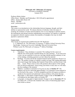 Schedule of Readings - University of Southern California