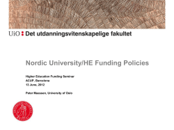 Peter Maassen Nordic University Funding