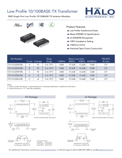 Low Profile 10/100BASE-TX Transfomer