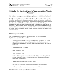 Guide for the Monthly Report of Licensee`s Liabilities to Producers