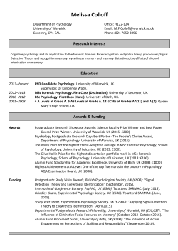 Melissa Colloff - University of Warwick