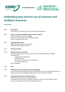 Embedding best practice use of outcome and feedback measures