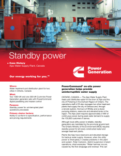 Standby Power, Ajax Water Supply Plant, Ontario, Canada