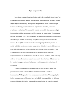 Paper Assignment One Law played a central, though conflicting, role