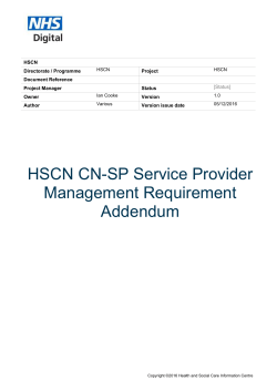 HSCN CN-SP Service Management Requirement