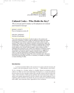 Cultural Codes &ndash; Who Holds the Key?: The Concept and Conduct of