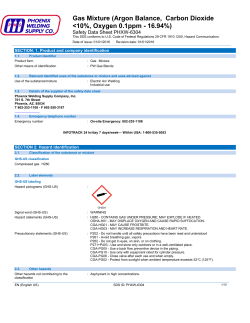 Argon CO2 Gas Blends SDS PHXW-6304