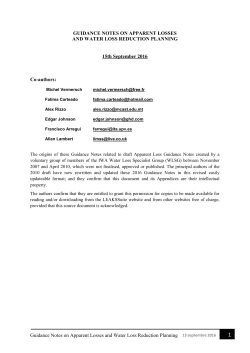 Guidance Notes on Apparent Losses and Water Loss Reduction
