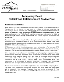 Temporary Event Retail Food Establishment Review Form