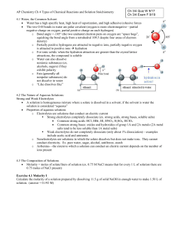 Ch 4 Types of Chemical Reactions and Solution Stoichiometry