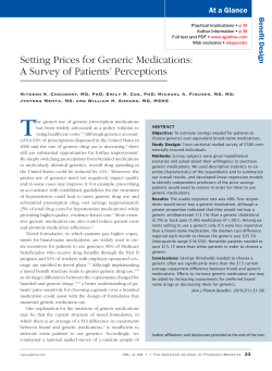 Setting Prices for Generic Medications: A Survey of Patients