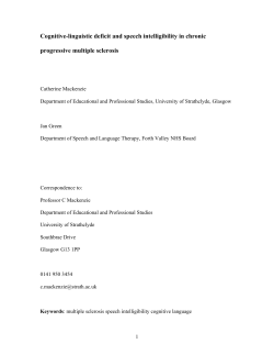 Cognitive-linguistic deficit and speech intelligibility in chronic