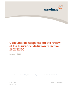 Eurofinas response to EC`s consultation on the review of the IMD