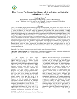 Plant Ureases: Physiological significance, role in agriculture and