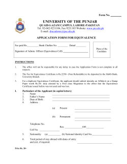 to form - University of the Punjab