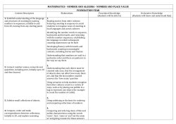 Mathematics - Number and Algebra