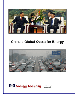 China`s Global Quest for Energy - Institute for the Analysis of Global