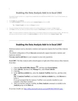 Enabling the Data Analysis Add-in in Excel 2003