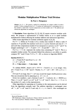 Modular Multiplication Without Trial Division