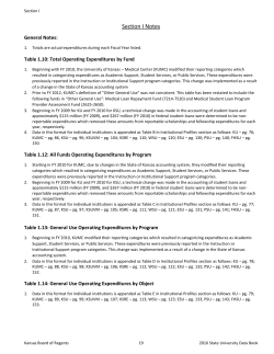 Section I Notes - Kansas Board of Regents