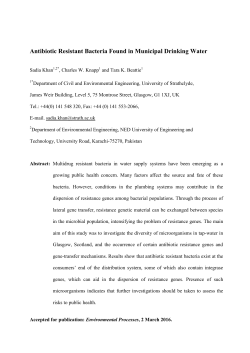 Antibiotic Resistant Bacteria Found in Municipal Drinking Water