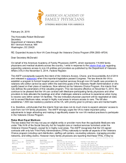 AAFP Letter to the VA on the Veterans Choice Program