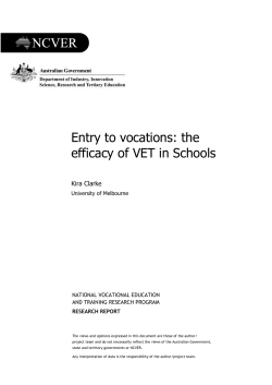 Entry to vocations - National Centre for Vocational Education