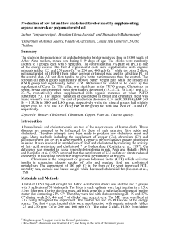 Production of low fat and low cholesterol broiler meat by - AGRI-MIS