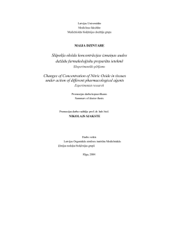 Maija Dzintare. Changes of Concentration of Nitric Oxide in tissues