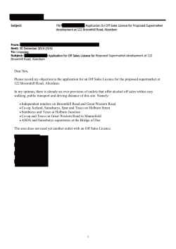 Dear Sirs, Please record my objection to the application for an Off