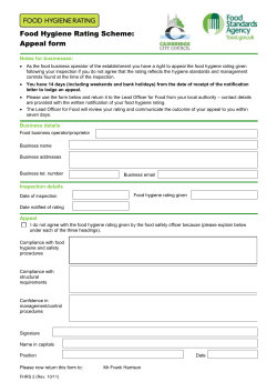 Food Hygiene Rating Scheme: Appeal form
