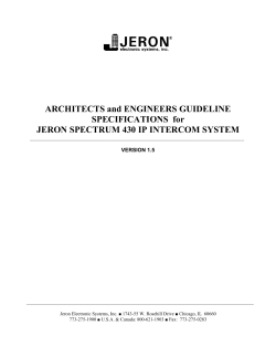 ARCHITECTS and ENGINEERS GUIDELINE SPECIFICATIONS for