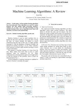 Machine Learning Algorithms: A Review