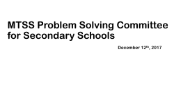 MTSS Problem Solving Committee for Secondary Schools