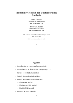 Probability Models for Customer-Base Analysis