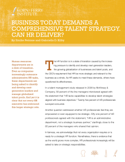 business today demands a comprehensive talent strategy. can hr