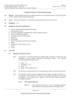 Technical Procedure for Infrared Spectroscopy 1.0 Purpose – This