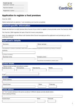 application to register a food premise