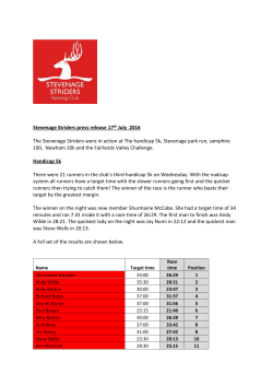Stevenage Striders press release 17th July 2016 The Stevenage