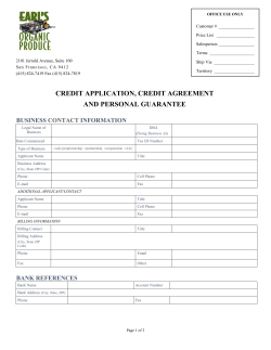 credit application, credit agreement and personal guarantee
