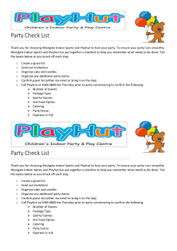 Party Checklist - PlayHut Westgate