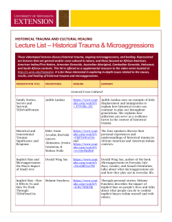 Lecture List &ndash; Historical Trauma