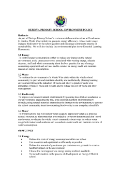 DERINYA PRIMARY SCHOOL ENVIRONMENT POLICY