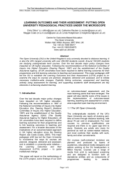 Learning outcomes and their assessment