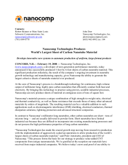 Nanocomp Technologies Produces World`s Largest Sheet of Carbon