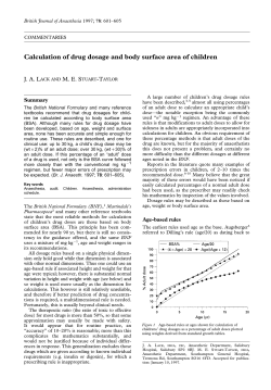 Calculation of drug dosage and body surface area of children