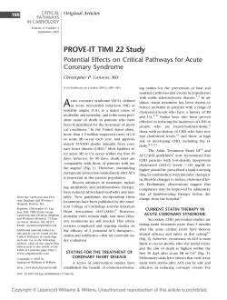PROVE-IT TIMI 22 Study - Clinical Trial Results