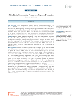 Difficulties in Understanding Postoperative Cognitive Dysfunction