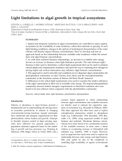 Light limitations to algal growth in tropical ecosystems