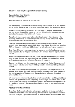 Education must play long game built on consistency By Australia`s